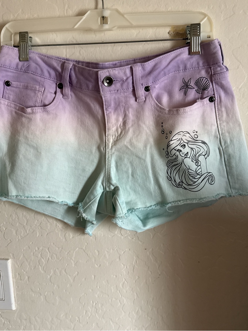 Disney Pastel Ombre Mermaid Jean Shorts — Lavender to Mint